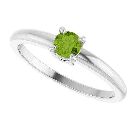 14K White Gold Natural Peridot Ring
