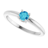 Sterling Silver Natural Blue Zircon Ring