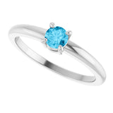 14K White Gold Natural Aquamarine Ring