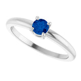 14K White Gold Natural Blue Sapphire Ring