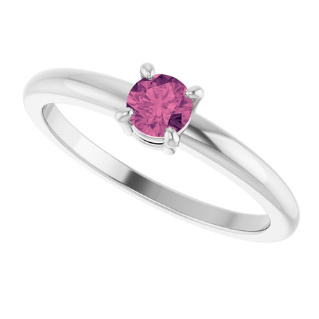 14K White Gold Natural Pink Tourmaline Ring