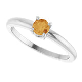 14K White Gold Natural Citrine Ring