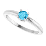 Sterling Silver Natural Aquamarine Ring