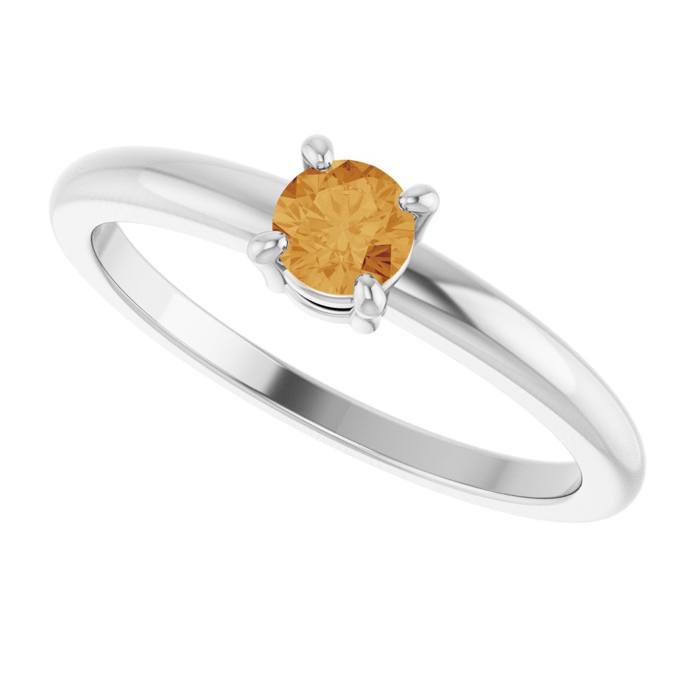 14K White Gold Natural Citrine Ring