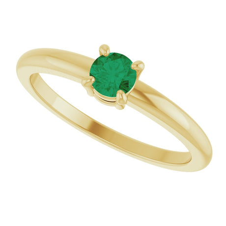 14K Yellow Gold Natural Emerald Ring