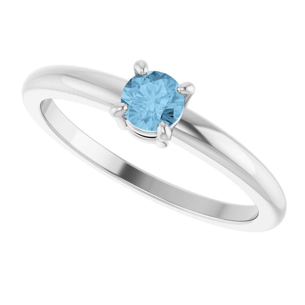 14K White Gold Natural Sky Blue Topaz Ring