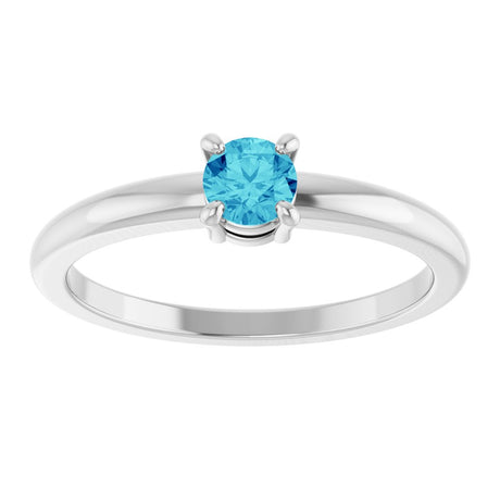 Sterling Silver Natural Blue Zircon Ring