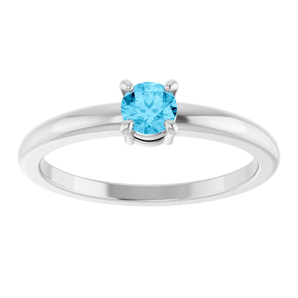 14K White Gold Natural Aquamarine Ring