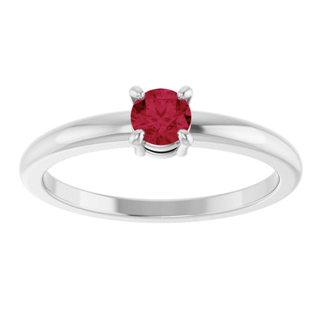 14K White Gold Natural Ruby Ring