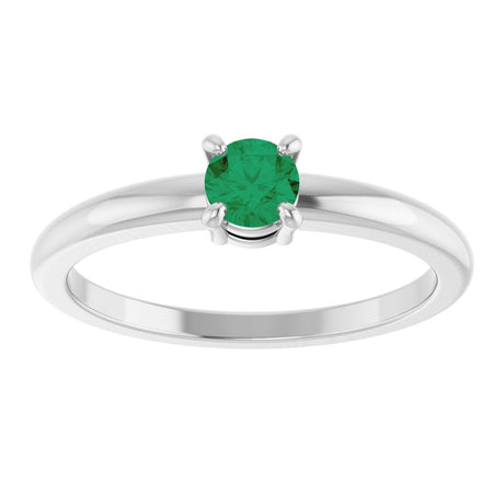 14K White Gold Natural Emerald Ring