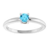 Sterling Silver Natural Aquamarine Ring