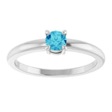 Sterling Silver Natural Blue Zircon Ring