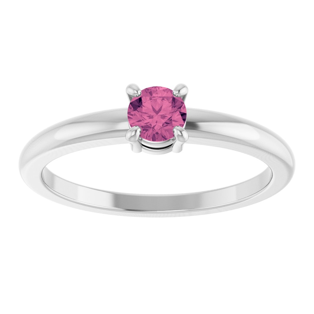 14K White Gold Natural Pink Tourmaline Ring