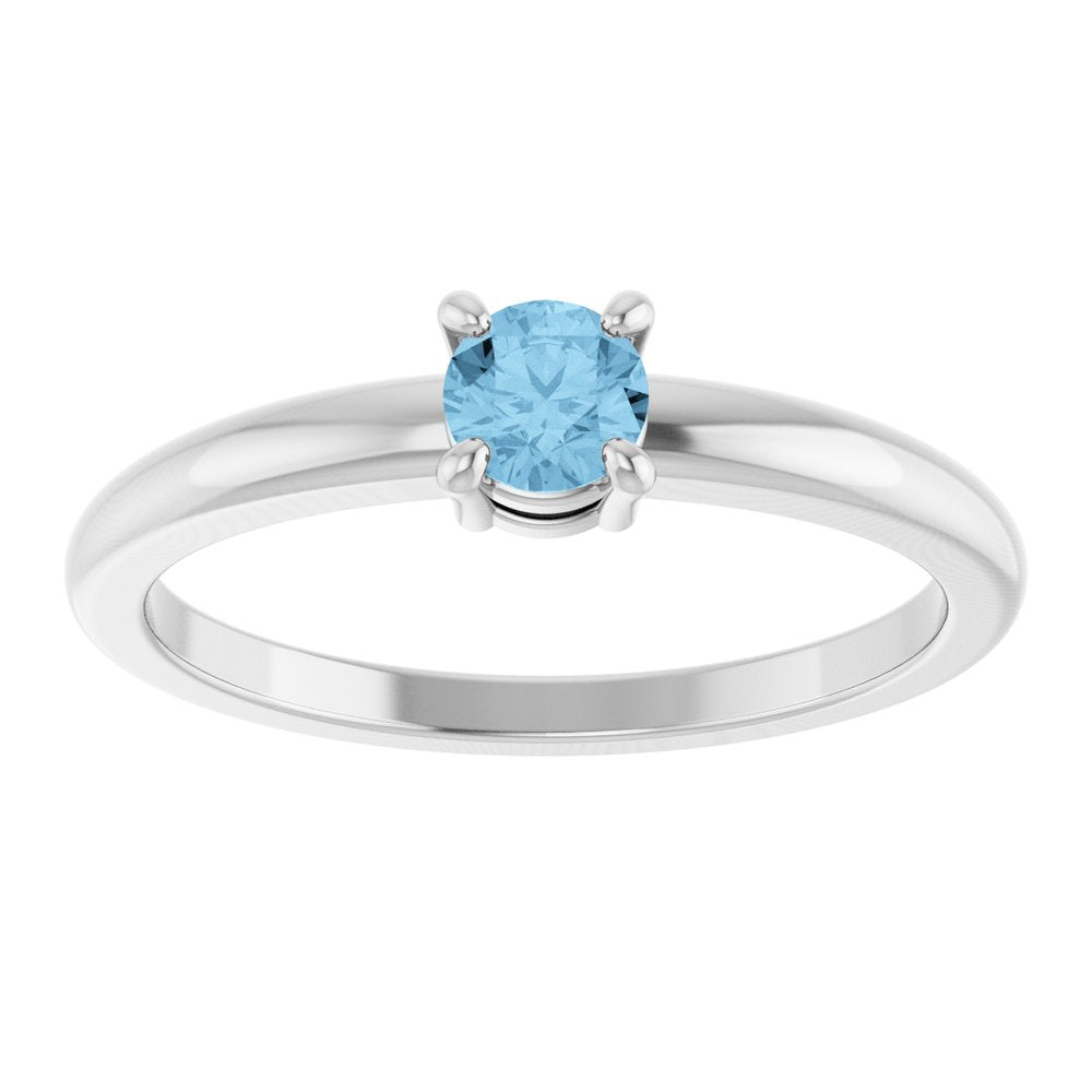 14K White Gold Natural Sky Blue Topaz Ring