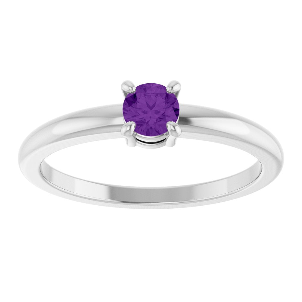 14K White Gold Natural Amethyst Ring