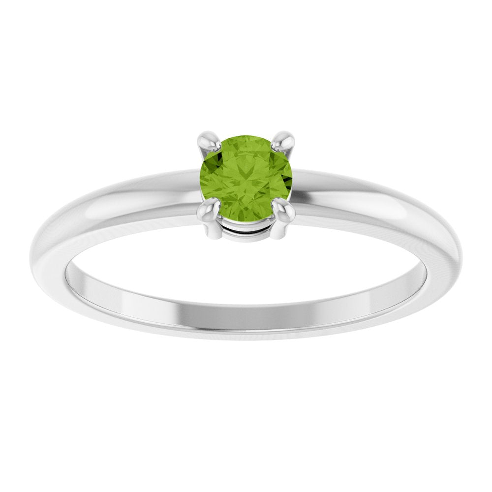 14K White Gold Natural Peridot Ring