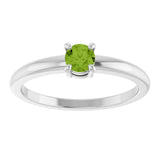 14K White Gold Natural Peridot Ring