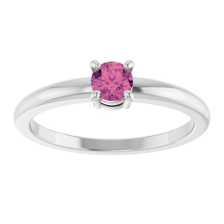 14K White Gold Natural Pink Tourmaline Ring