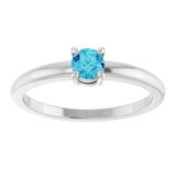 14K White Gold Natural Blue Zircon Ring