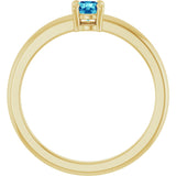14K Yellow Gold Natural Blue Zircon Ring