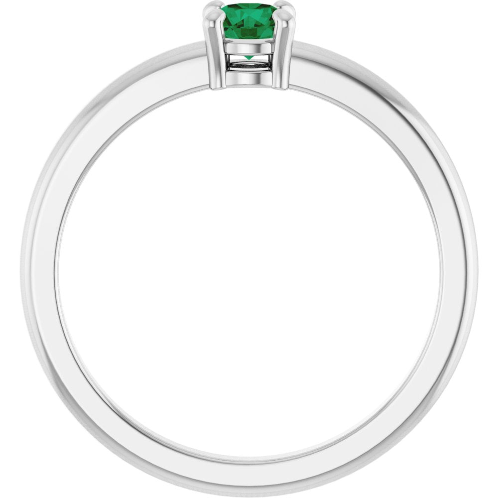 14K White Gold Natural Emerald Ring