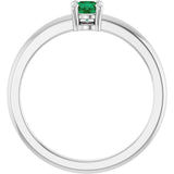 Sterling Silver Natural Emerald Ring