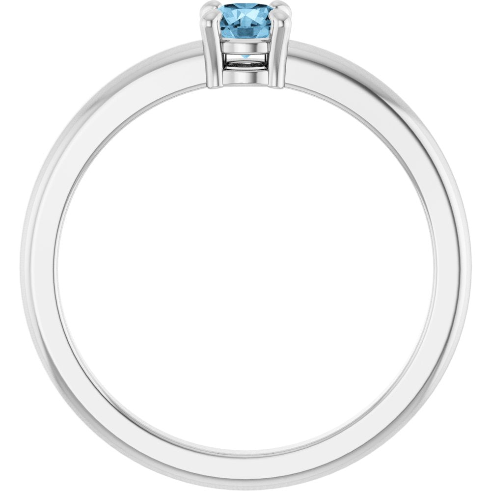 14K White Gold Natural Sky Blue Topaz Ring