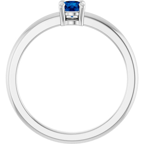 14K White Gold Natural Blue Sapphire Ring