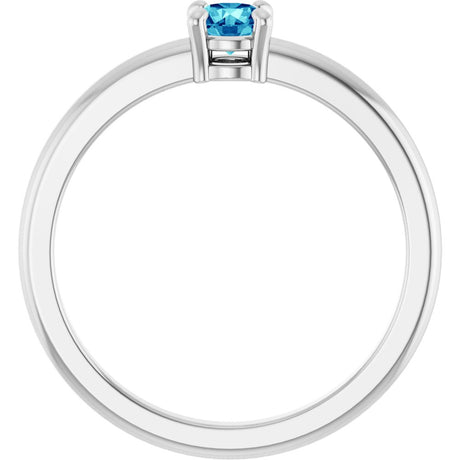 14K White Gold Natural Blue Zircon Ring
