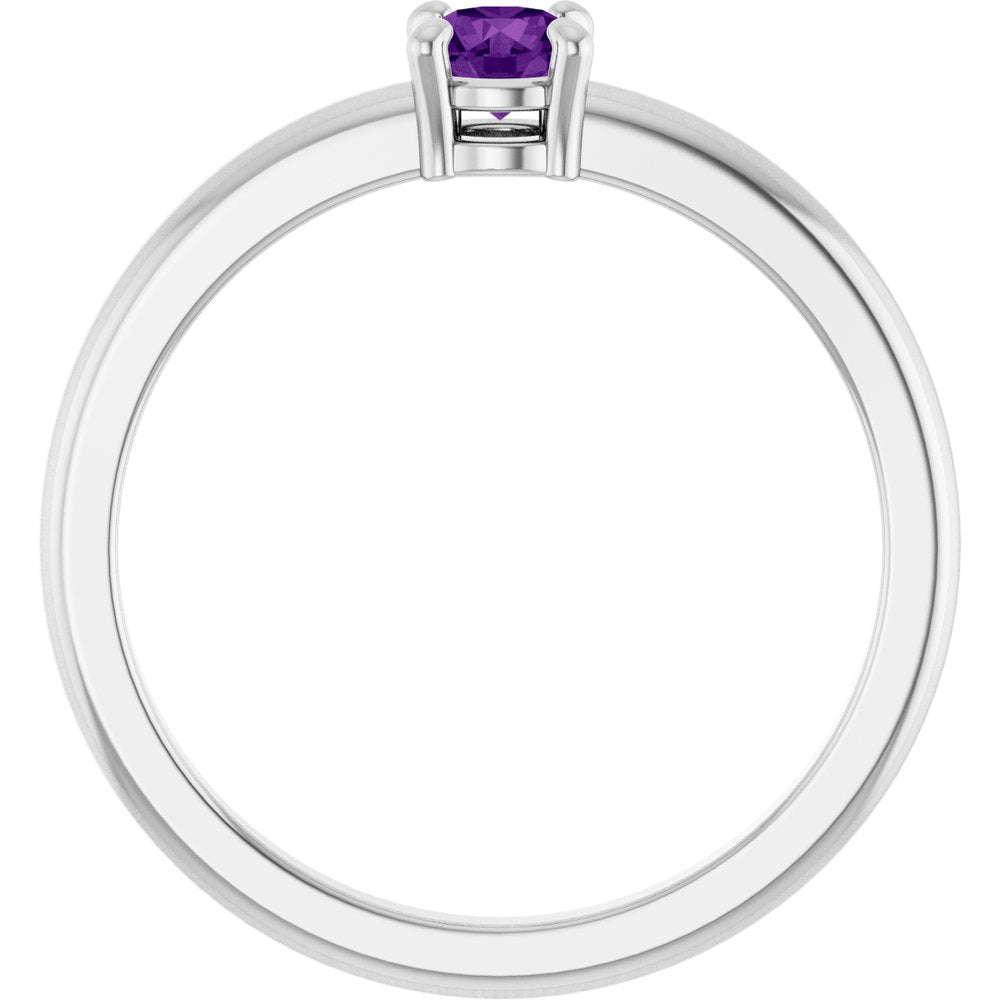 Sterling Silver Natural Amethyst Ring
