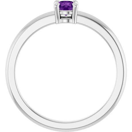 14K White Gold Natural Amethyst Ring