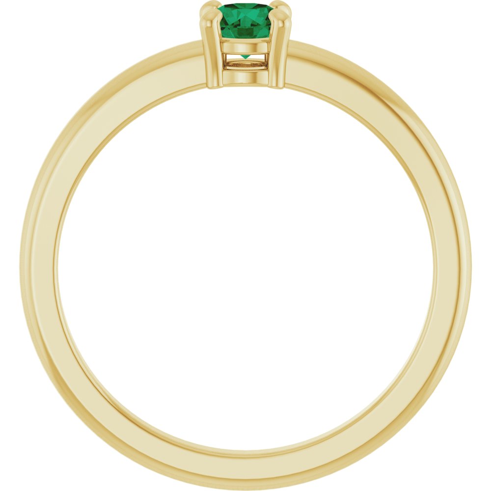 14K Yellow Gold Natural Emerald Ring