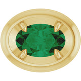 14K Yellow Gold 6x4 mm Lab-Grown Emerald Solitaire Slide Pendant