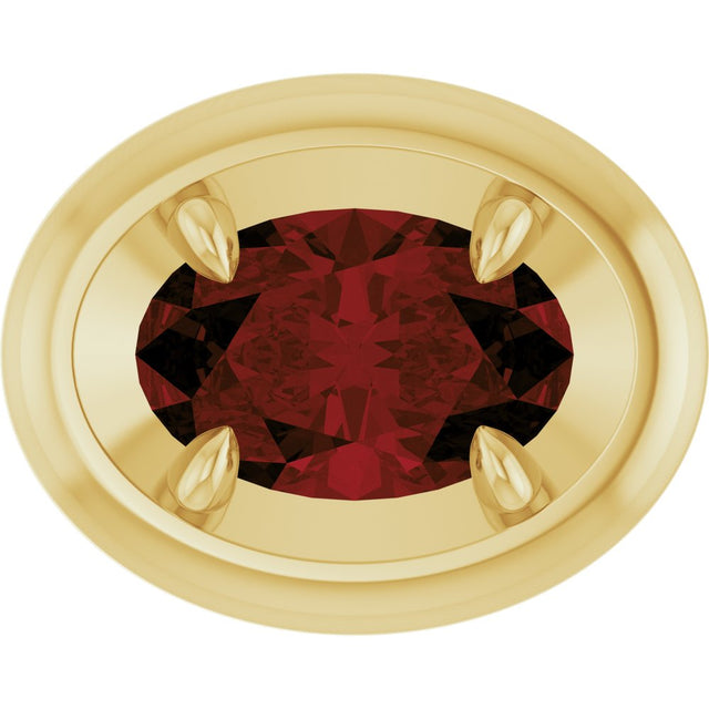 14K Yellow Gold 6x4 mm Natural Mozambique Garnet Solitaire Slide Pendant