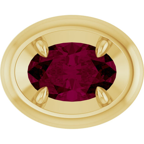 14K Yellow Gold 8x6 mm Natural Rhodolite Garnet Solitaire Slide Pendant