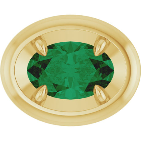 14K Yellow Gold 8x6 mm Lab-Grown Emerald Solitaire Slide Pendant