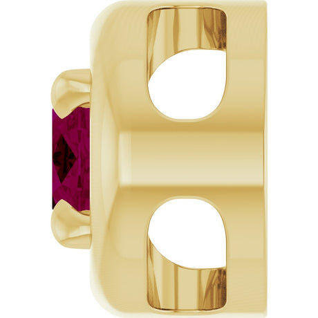 14K Yellow Gold 6x4 mm Natural Rhodolite Garnet Solitaire Slide Pendant