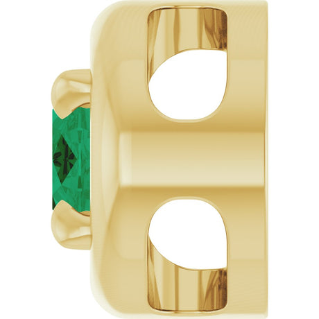 14K Yellow Gold 8x6 mm Lab-Grown Emerald Solitaire Slide Pendant