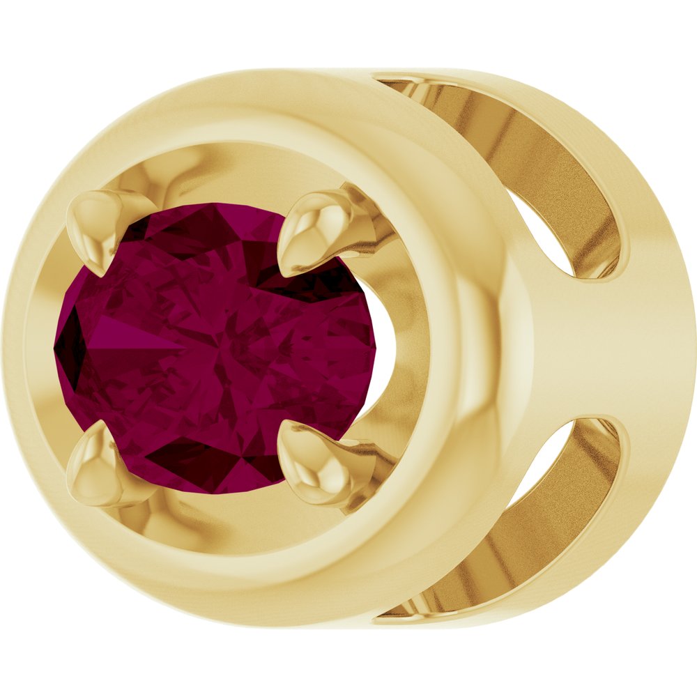 14K Yellow Gold 6x4 mm Natural Rhodolite Garnet Solitaire Slide Pendant