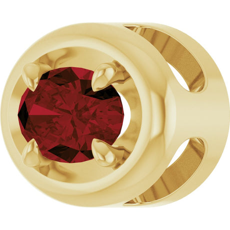14K Yellow Gold 8x6 mm Natural Mozambique Garnet Solitaire Slide Pendant