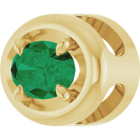 14K Yellow Gold 6x4 mm Lab-Grown Emerald Solitaire Slide Pendant