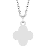 Sterling Silver Engravable Clover 16-18" Necklace