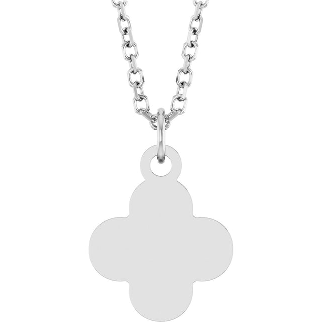 Sterling Silver Engravable Clover 16-18" Necklace