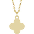 14K Yellow Gold Engravable Clover 16-18" Necklace