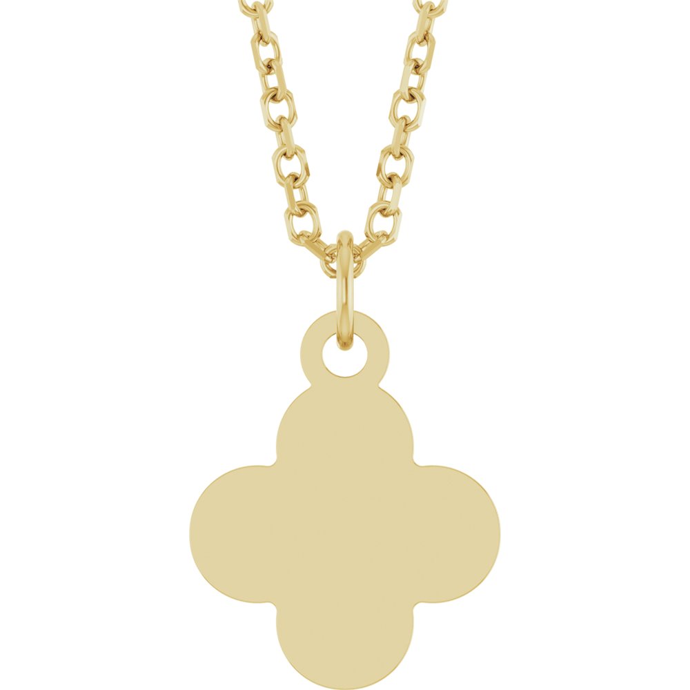 14K Yellow Gold Engravable Clover 16-18" Necklace