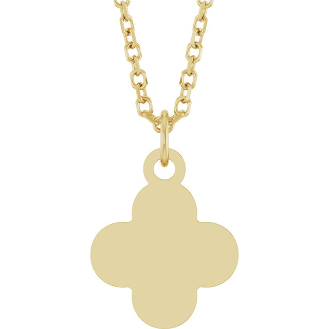 14K Yellow Gold Engravable Clover 16-18" Necklace