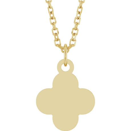 14K Yellow Gold Engravable Clover 16-18" Necklace