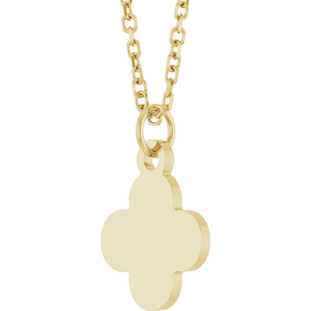 14K Yellow Gold Engravable Clover 16-18" Necklace