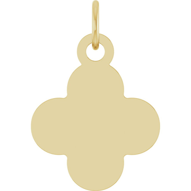 14K Yellow Gold Engravable Clover Pendant