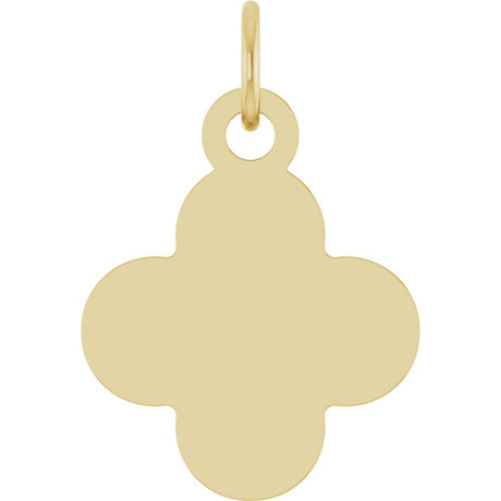 14K Yellow Gold Engravable Clover Pendant